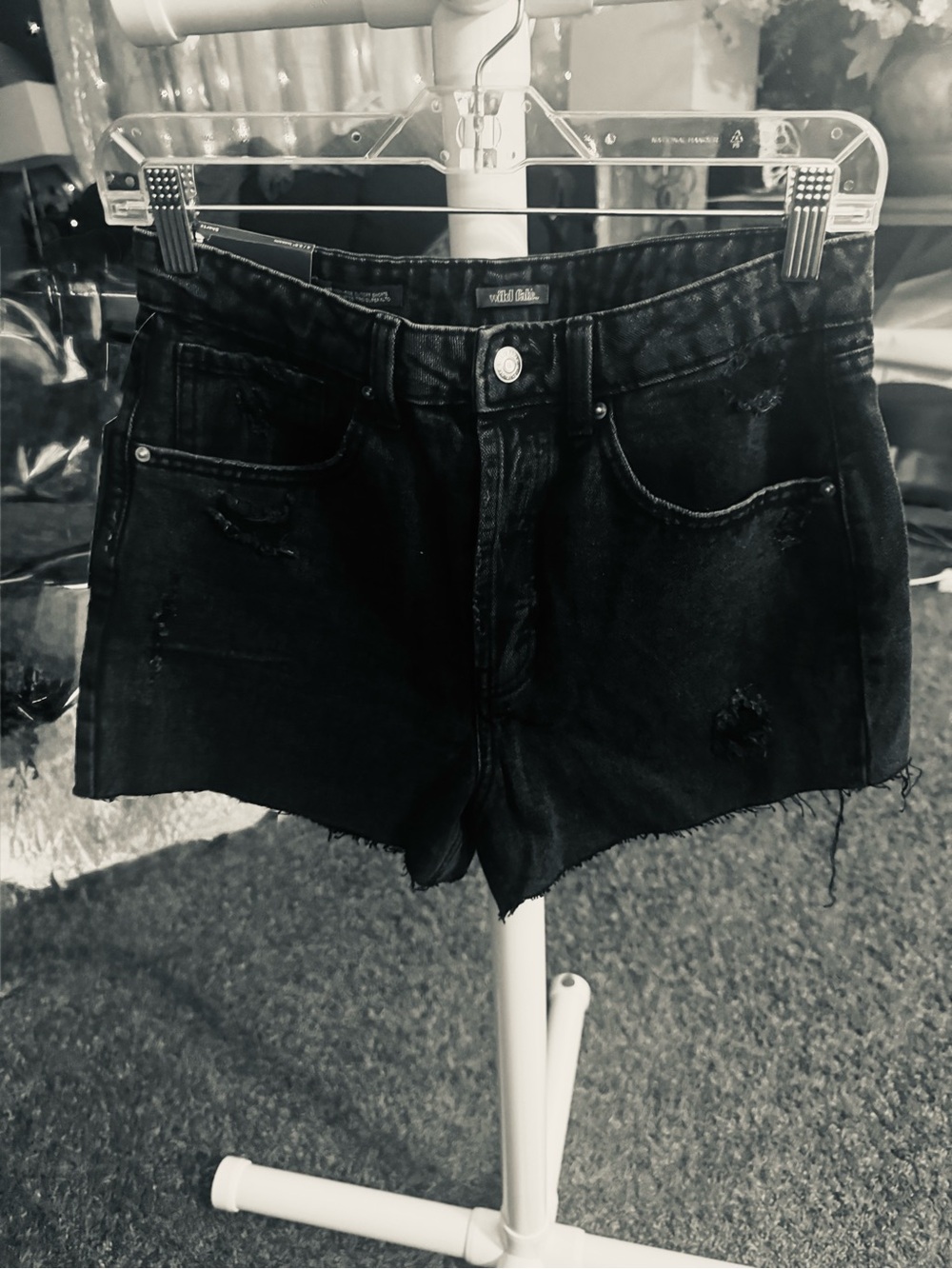 wild fable Black High-Rise Distressed Denim Shorts - Picture 2 of 2